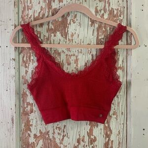 Women’s Lucky Brand red bralette with lace detailing